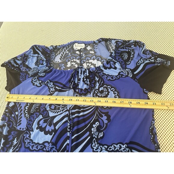 Olivia Matthews Dress Womens 16 Career Office Midi Shift Sheath Shades Of‎ Blue - Picture 9 of 14